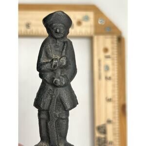 Vintage Cast Iron Bell with Soldier Figurine Handle Rustic Farmhouse Decor